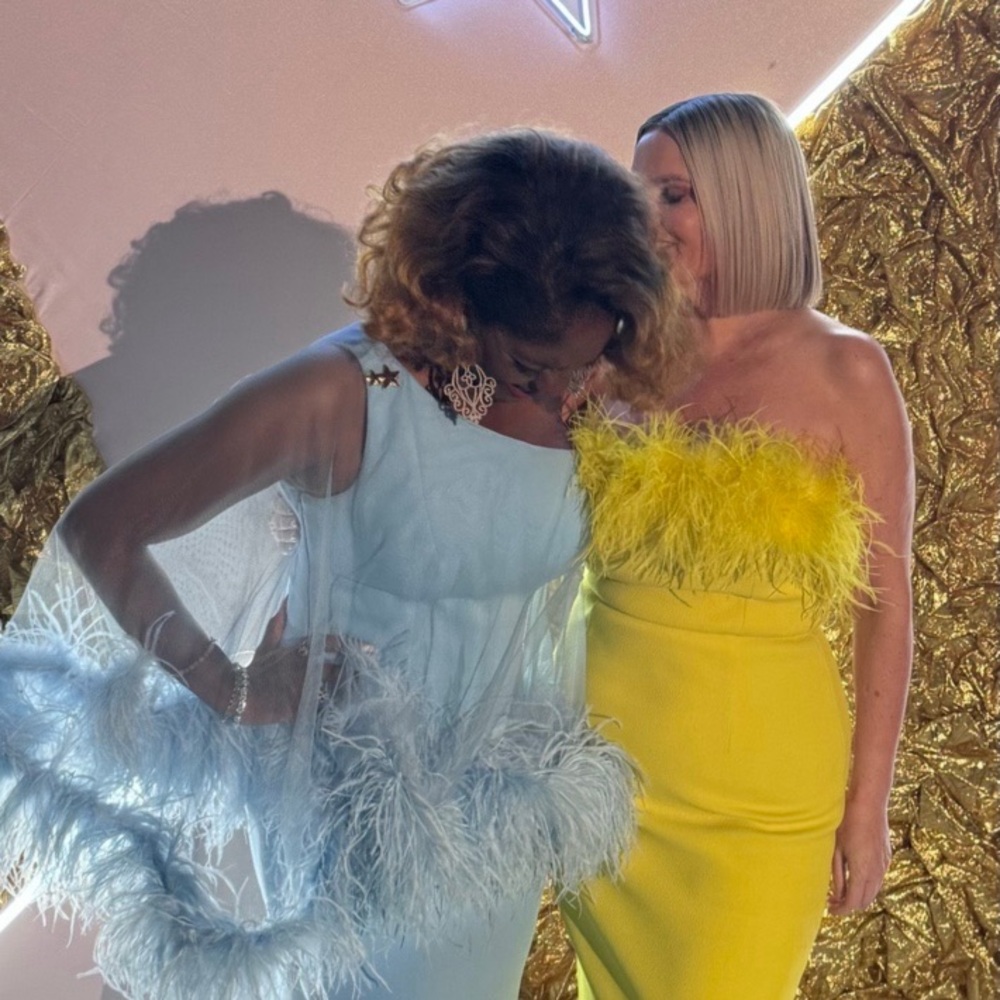 Rebecca Vallance Vibrant Yellow Midi Dress with Feather Detail - Picture 2 of 3